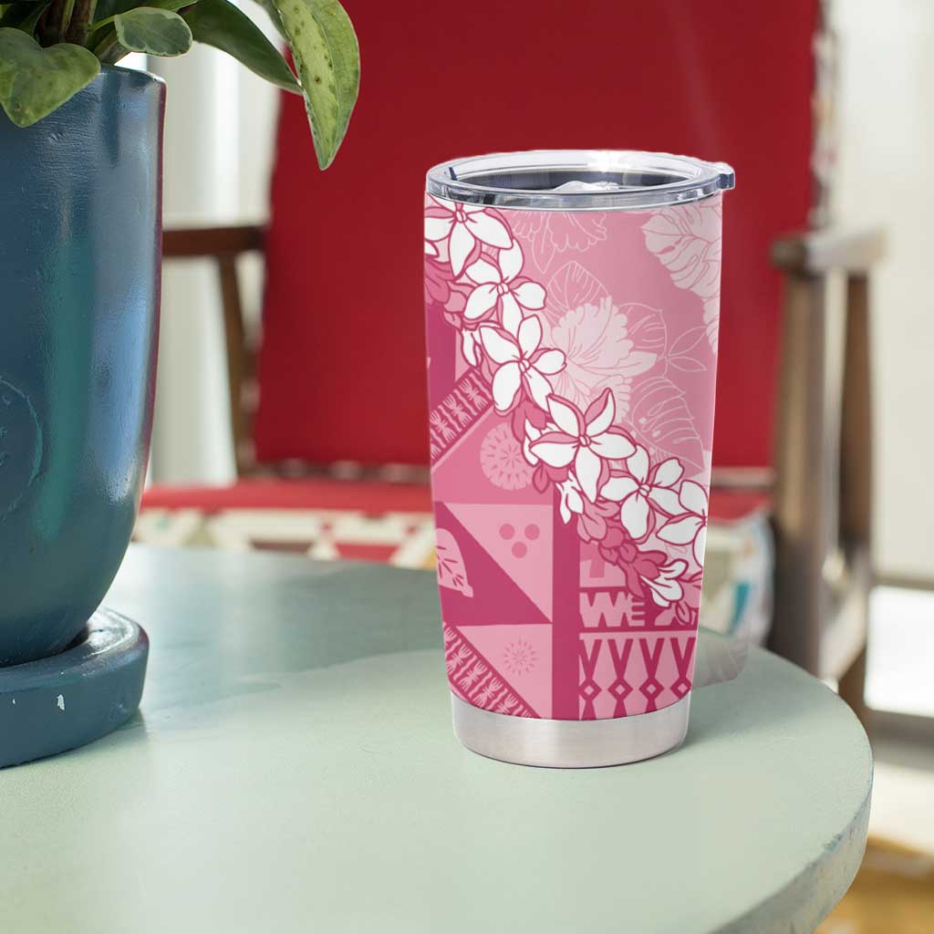 Bula Fiji Plumeria Tagimoucia Salusalu Pink Tumbler Cup Kaiviti Masi LT7 - Polynesian Pride