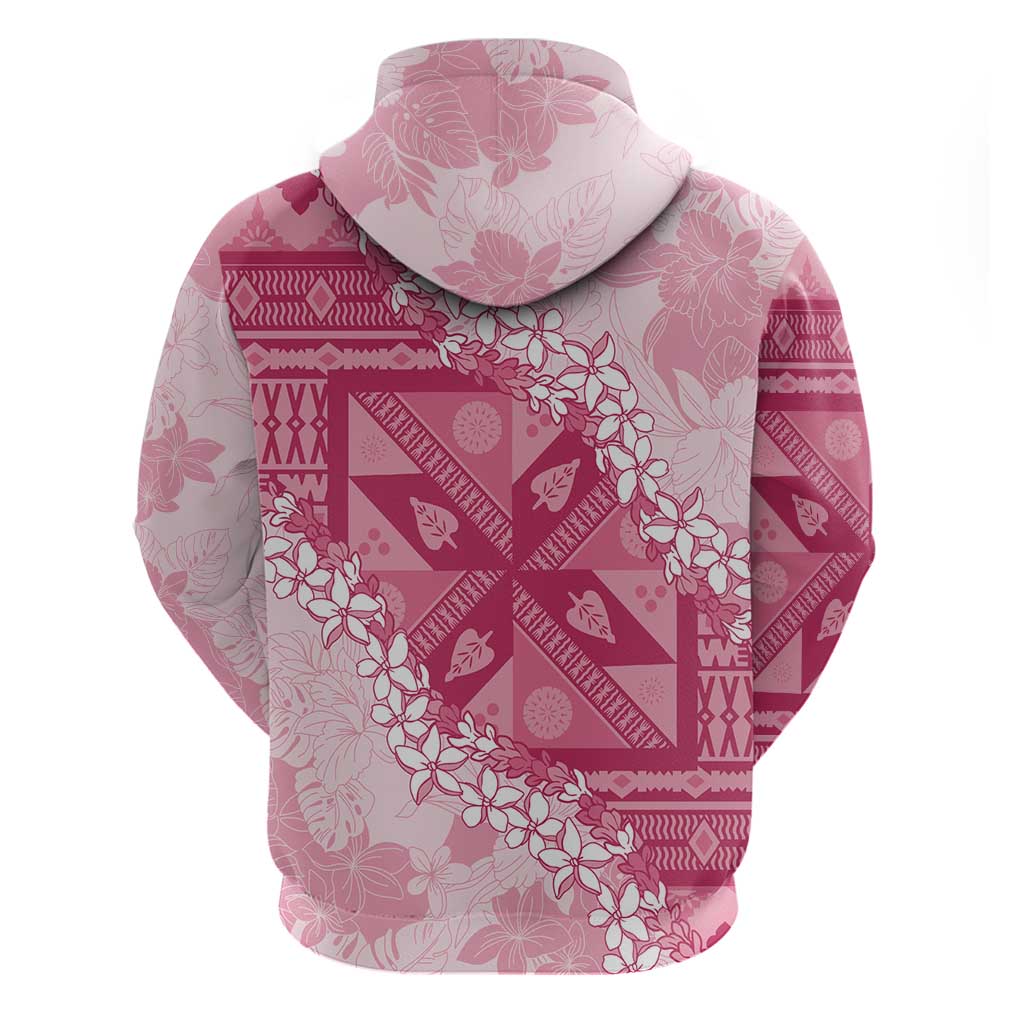 Bula Fiji Plumeria Tagimoucia Salusalu Pink Zip Hoodie Kaiviti Masi LT7 - Polynesian Pride