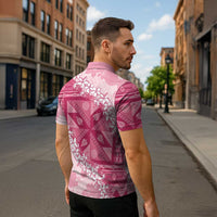 Bula Fiji Plumeria Tagimoucia Salusalu Pink Zipper Polo Shirt Kaiviti Masi LT7 - Polynesian Pride