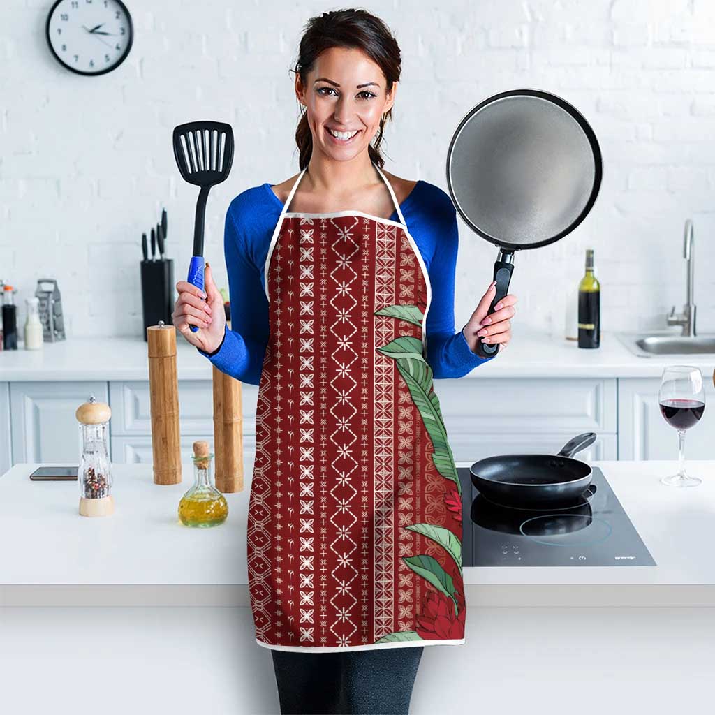 Women's Day Samoa Malu Tattoo Inspired Mix Teuila Apron Scarlet
