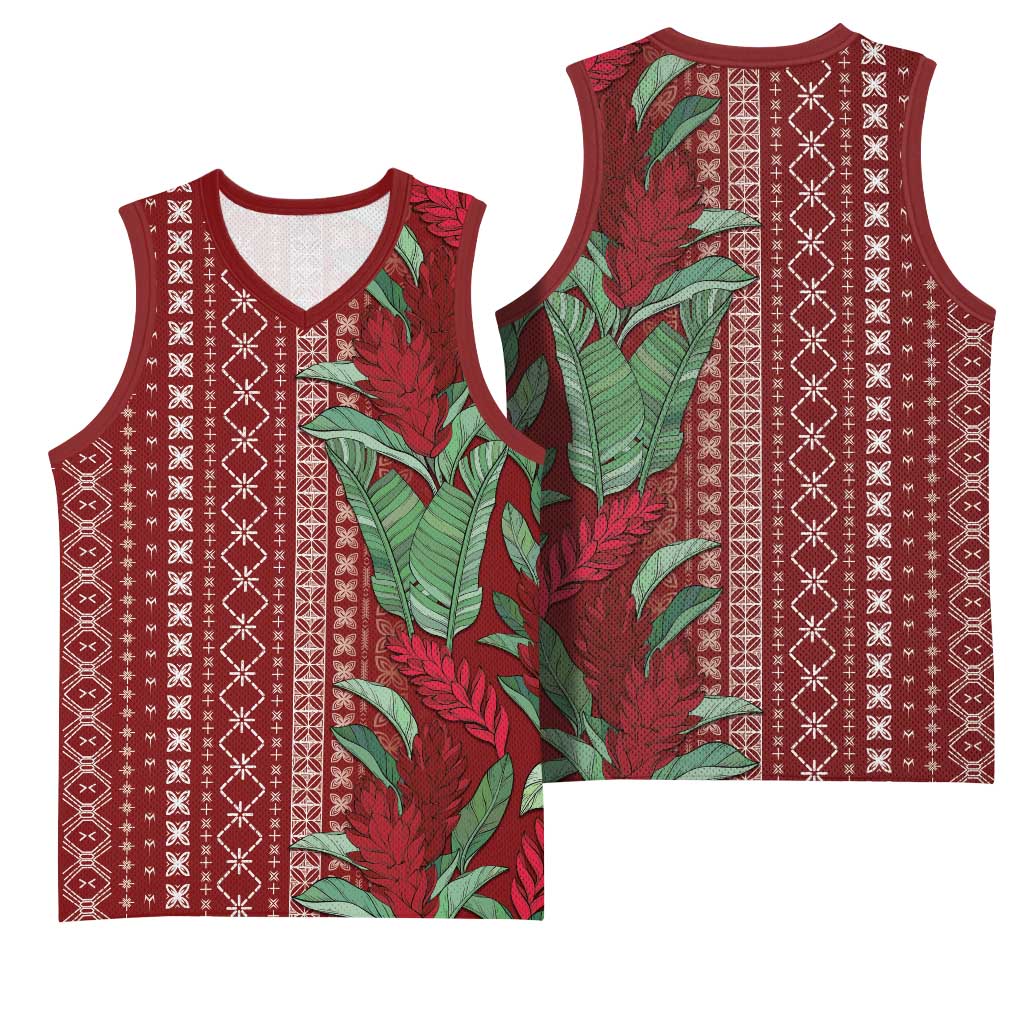 Women's Day Samoa Malu Tattoo Inspired Mix Teuila Basketball Jersey Scarlet