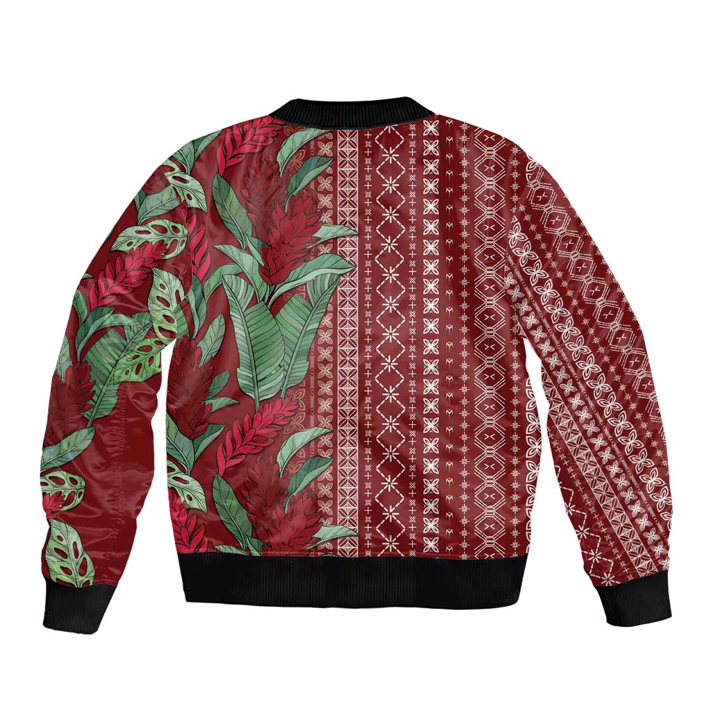 Women's Day Samoa Malu Tattoo Inspired Mix Teuila Bomber Jacket Scarlet