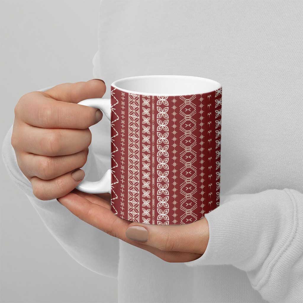Women's Day Samoa Malu Tattoo Inspired Mix Teuila Ceramic Mug Scarlet