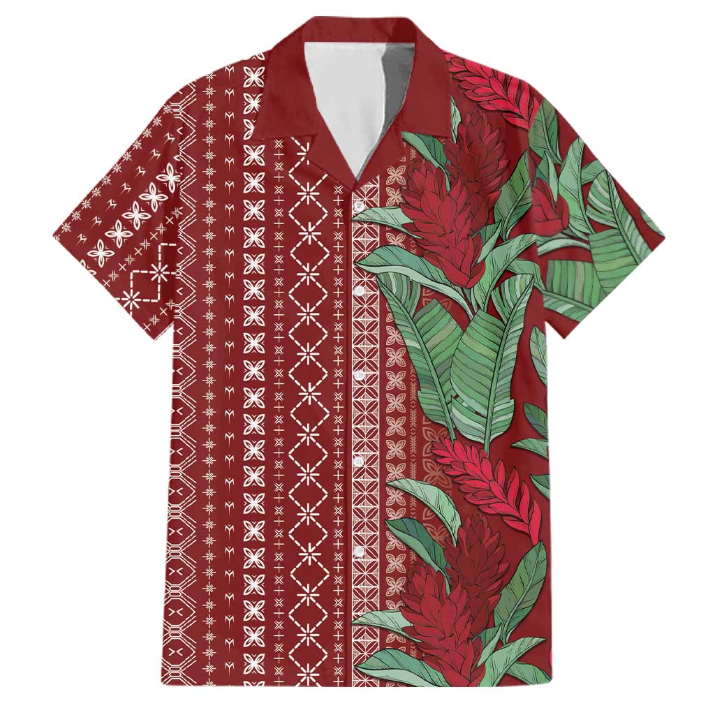Women's Day Samoa Malu Tattoo Inspired Mix Teuila Family Matching Off The Shoulder Long Sleeve Dress and Hawaiian Shirt Scarlet LT7 Dad's Shirt - Short Sleeve Scarlet - Polynesian Pride