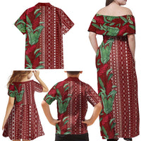 Women's Day Samoa Malu Tattoo Inspired Mix Teuila Family Matching Off Shoulder Maxi Dress and Hawaiian Shirt Scarlet LT7 - Polynesian Pride