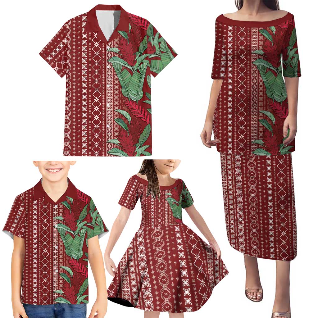 Women's Day Samoa Malu Tattoo Inspired Mix Teuila Family Matching Puletasi and Hawaiian Shirt Scarlet