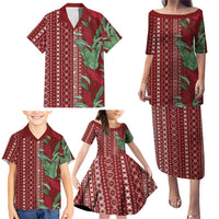 Women's Day Samoa Malu Tattoo Inspired Mix Teuila Family Matching Puletasi and Hawaiian Shirt Scarlet LT7 - Polynesian Pride