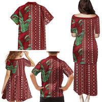 Women's Day Samoa Malu Tattoo Inspired Mix Teuila Family Matching Puletasi and Hawaiian Shirt Scarlet LT7 - Polynesian Pride