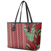 Women's Day Samoa Malu Tattoo Inspired Mix Teuila Leather Tote Bag Scarlet