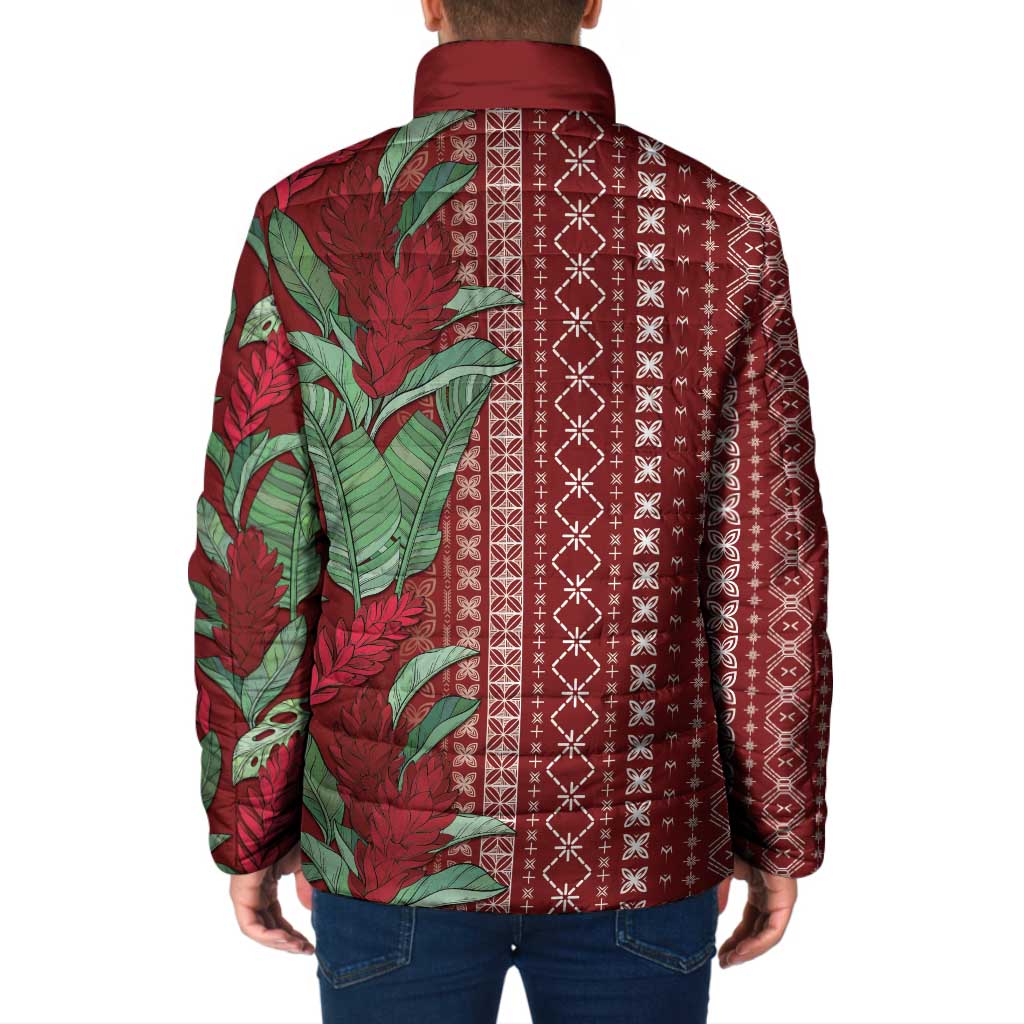 Women's Day Samoa Malu Tattoo Inspired Mix Teuila Padded Jacket Scarlet