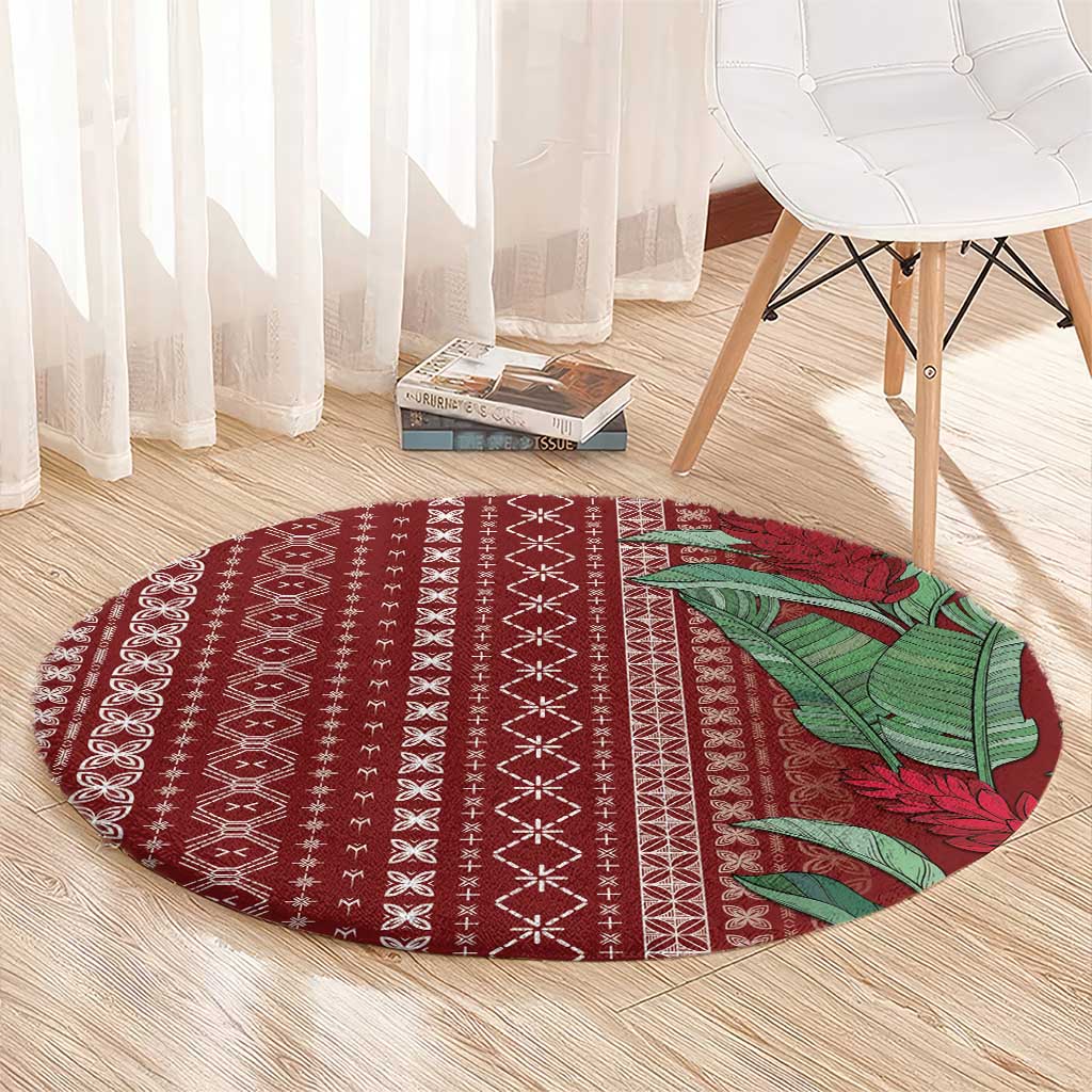 Women's Day Samoa Malu Tattoo Inspired Mix Teuila Round Carpet Scarlet