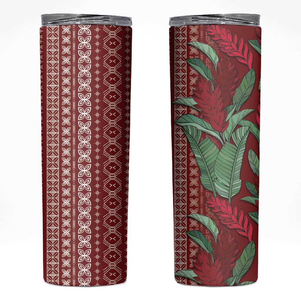 Women's Day Samoa Malu Tattoo Inspired Mix Teuila Skinny Tumbler Scarlet