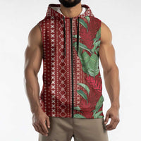 Women's Day Samoa Malu Tattoo Inspired Mix Teuila Sleeveless Zip Hoodie Scarlet