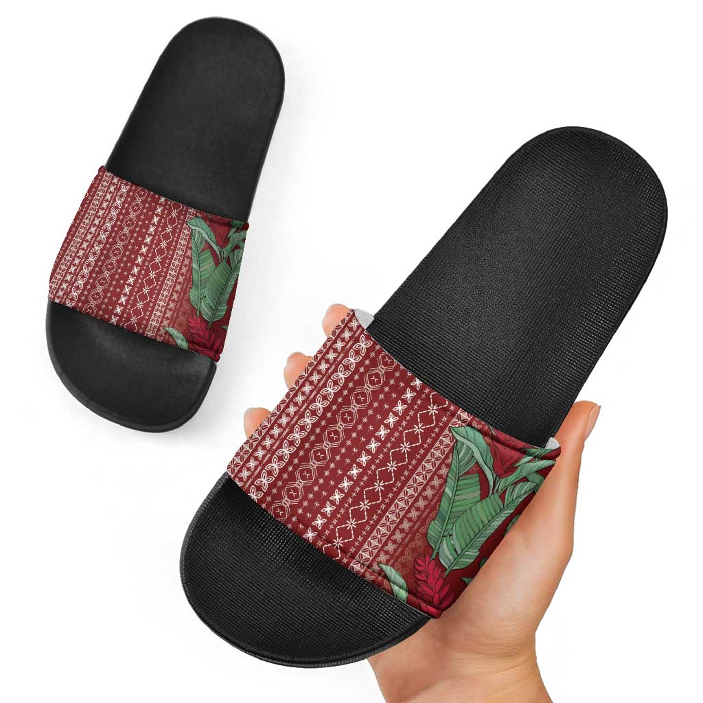 Women's Day Samoa Malu Tattoo Inspired Mix Teuila Slide Sandals Scarlet