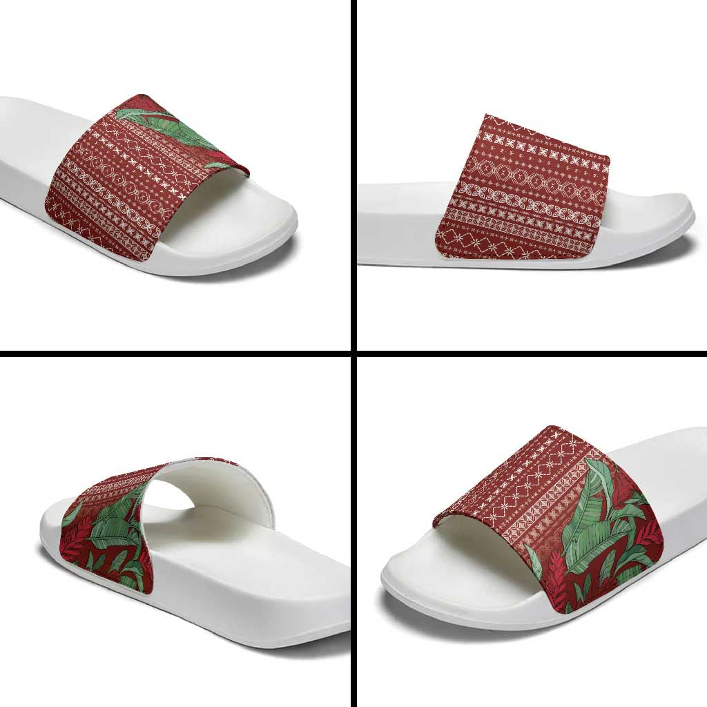Women's Day Samoa Malu Tattoo Inspired Mix Teuila Slide Sandals Scarlet