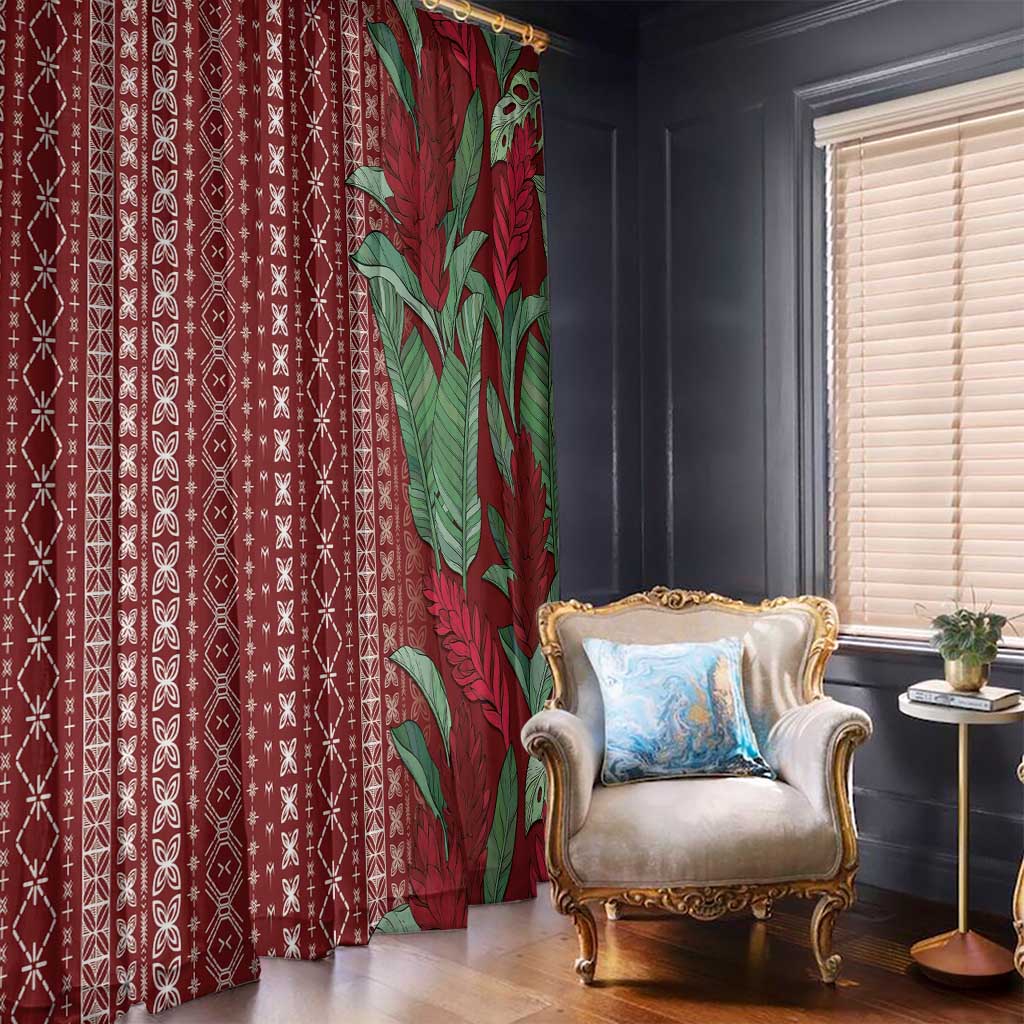 Women's Day Samoa Malu Tattoo Inspired Mix Teuila Window Curtain Scarlet