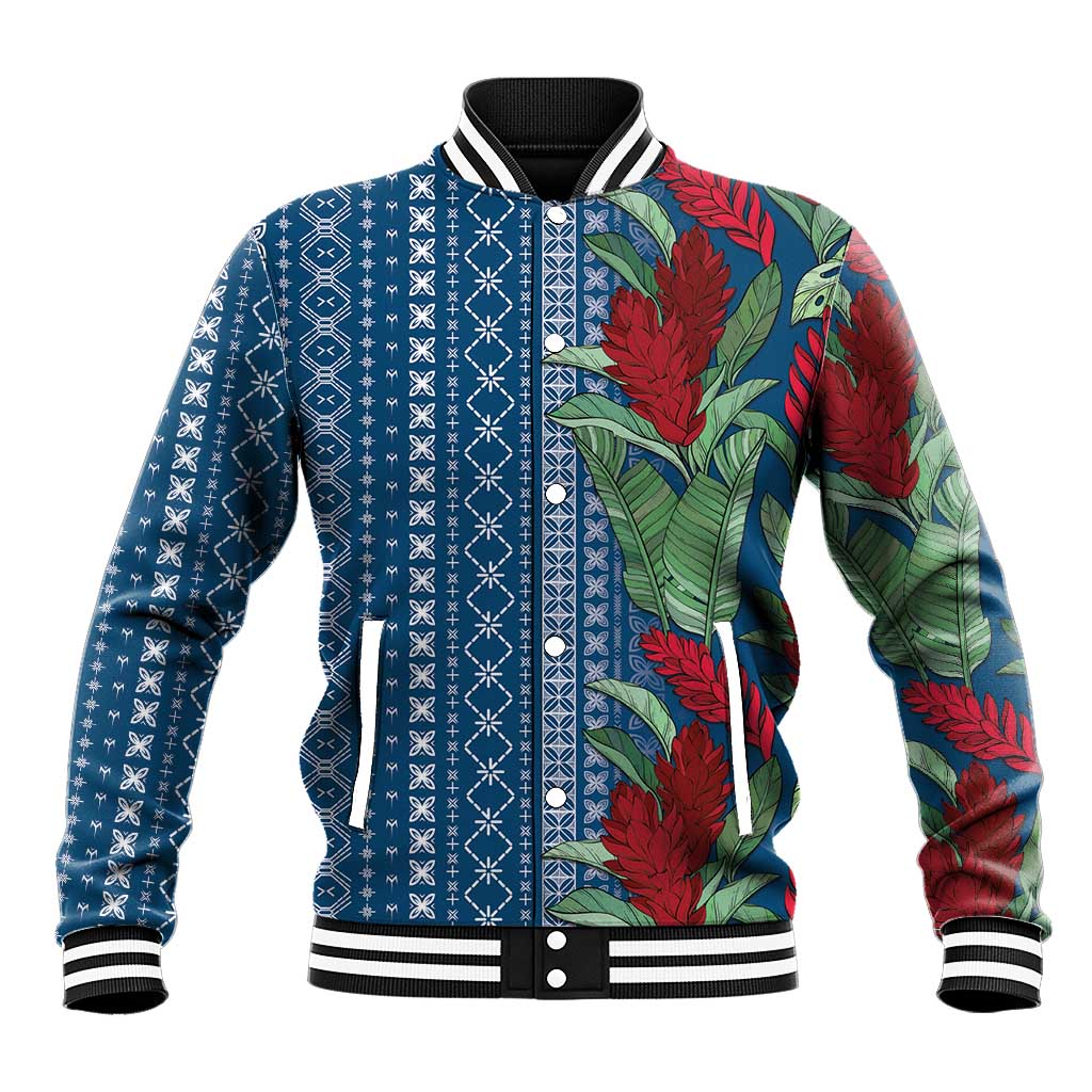 Women's Day Samoa Malu Tattoo Inspired Mix Teuila Baseball Jacket Royal Blue
