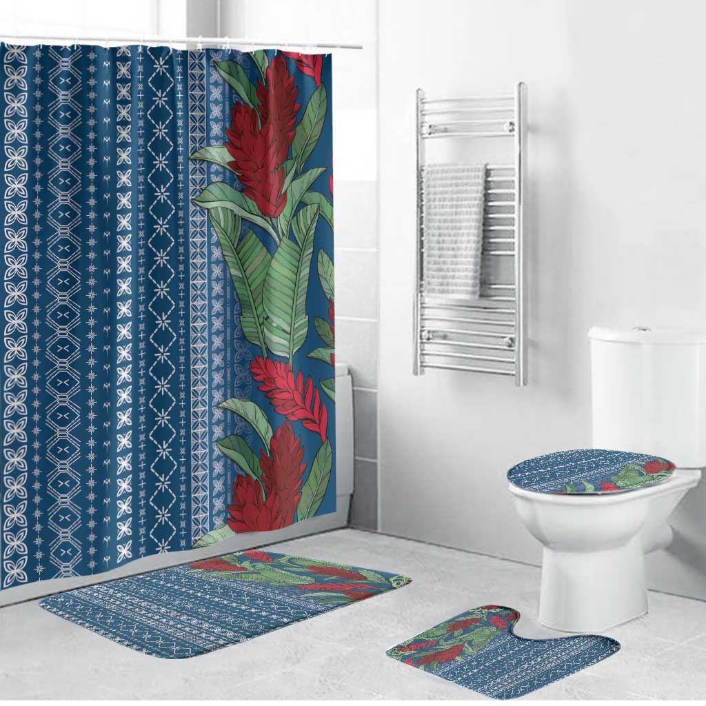 Women's Day Samoa Malu Tattoo Inspired Mix Teuila Bathroom Set Royal Blue