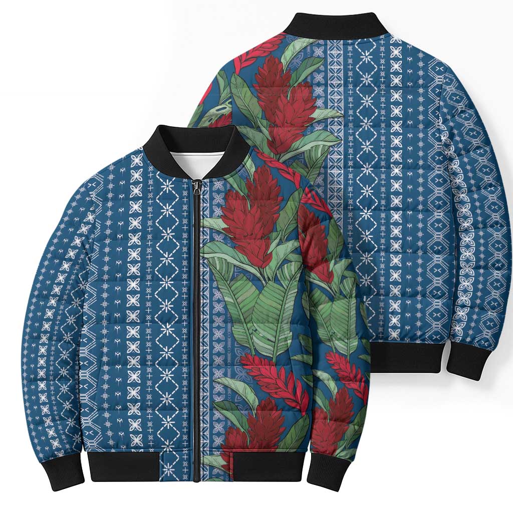 Women's Day Samoa Malu Tattoo Inspired Mix Teuila Bomber Puffer Jacket Royal Blue