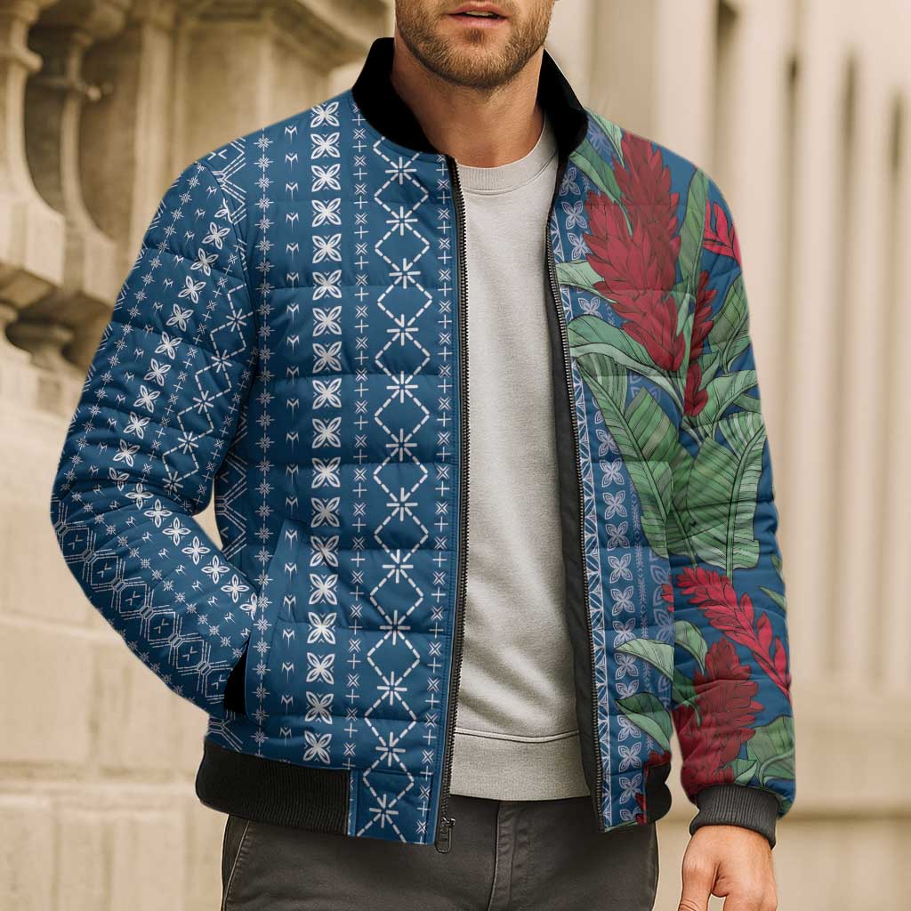 Women's Day Samoa Malu Tattoo Inspired Mix Teuila Bomber Puffer Jacket Royal Blue
