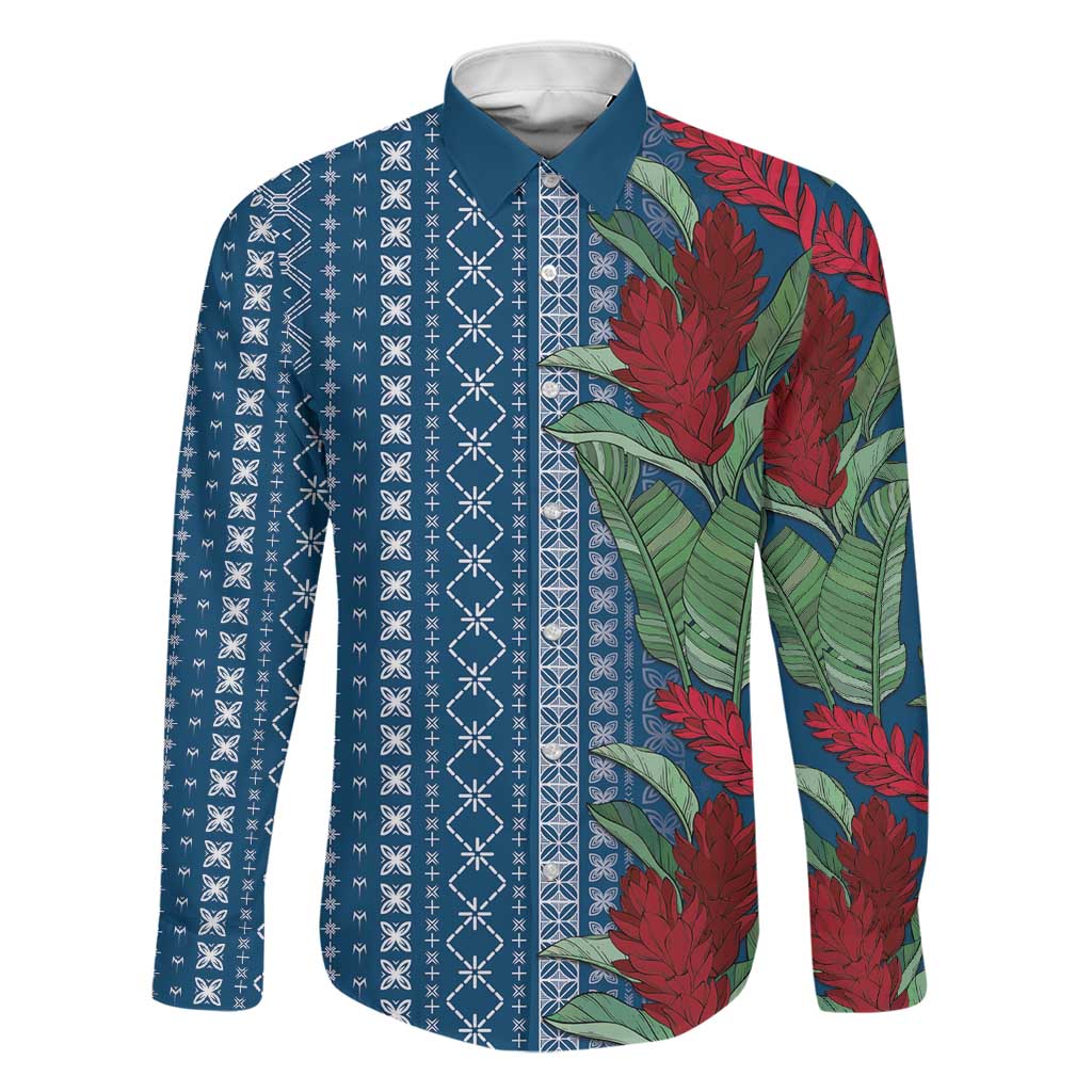 Women's Day Samoa Malu Tattoo Inspired Mix Teuila Family Matching Long Sleeve Bodycon Dress and Hawaiian Shirt Royal Blue LT7 Dad's Shirt - Long Sleeve Royal Blue - Polynesian Pride