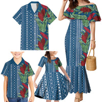 Women's Day Samoa Malu Tattoo Inspired Mix Teuila Family Matching Mermaid Dress and Hawaiian Shirt Royal Blue LT7 - Polynesian Pride
