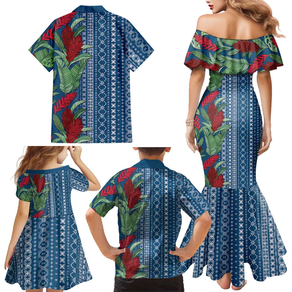 Women's Day Samoa Malu Tattoo Inspired Mix Teuila Family Matching Mermaid Dress and Hawaiian Shirt Royal Blue LT7 - Polynesian Pride
