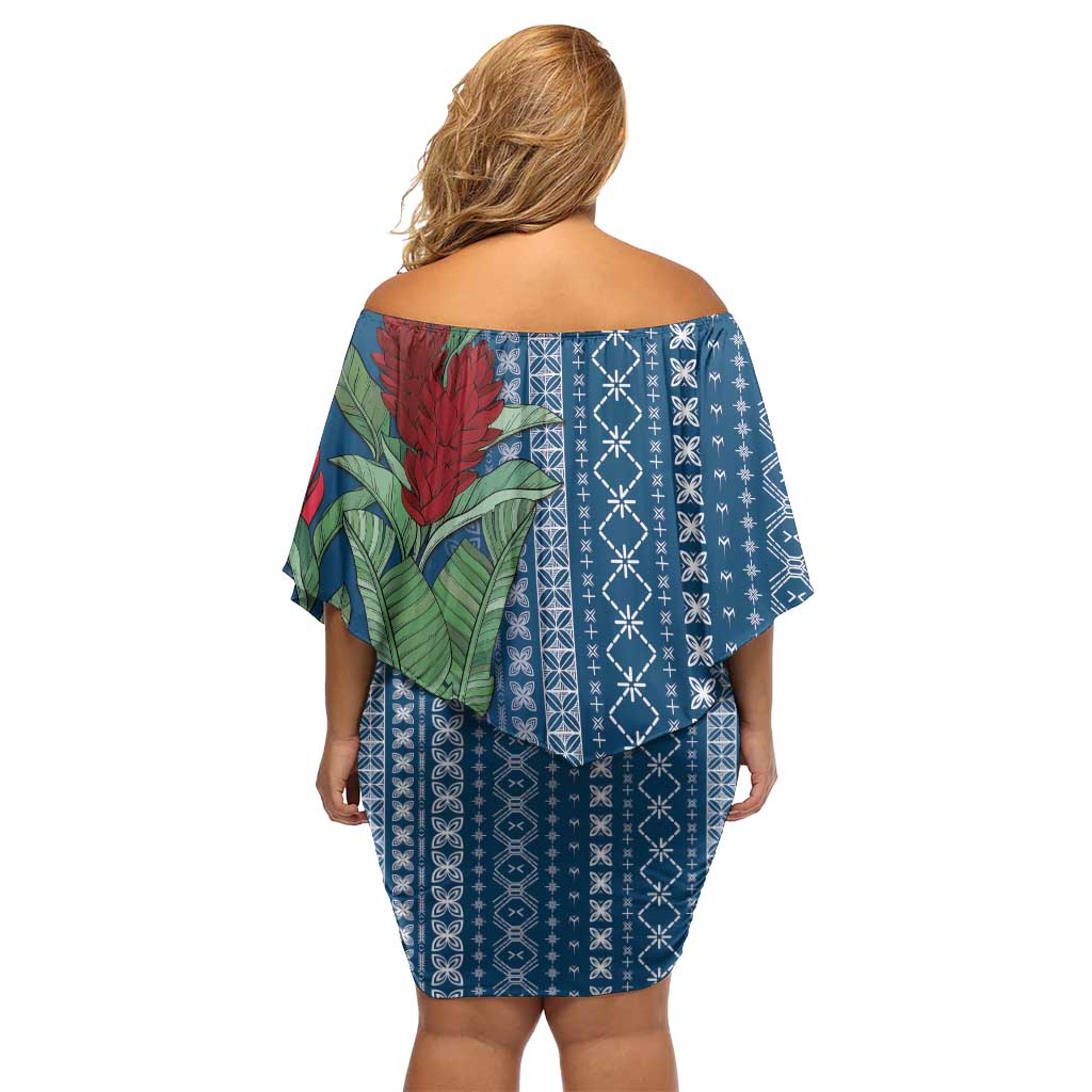 Women's Day Samoa Malu Tattoo Inspired Mix Teuila Family Matching Off Shoulder Short Dress and Hawaiian Shirt Royal Blue LT7 - Polynesian Pride