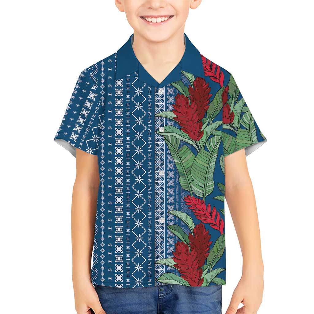 Women's Day Samoa Malu Tattoo Inspired Mix Teuila Family Matching Off Shoulder Short Dress and Hawaiian Shirt Royal Blue LT7 Son's Shirt Royal Blue - Polynesian Pride