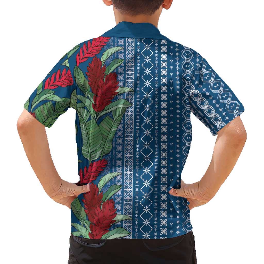 Women's Day Samoa Malu Tattoo Inspired Mix Teuila Family Matching Puletasi and Hawaiian Shirt Royal Blue LT7 - Polynesian Pride