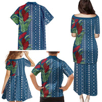 Women's Day Samoa Malu Tattoo Inspired Mix Teuila Family Matching Puletasi and Hawaiian Shirt Royal Blue LT7 - Polynesian Pride