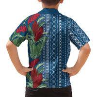 Women's Day Samoa Malu Tattoo Inspired Mix Teuila Family Matching Short Sleeve Bodycon Dress and Hawaiian Shirt Royal Blue LT7 - Polynesian Pride