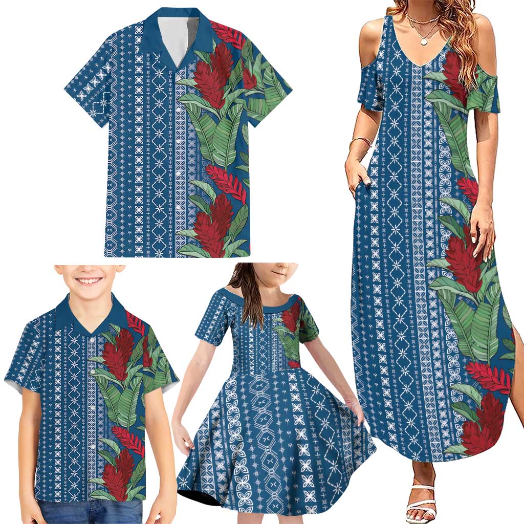 Women's Day Samoa Malu Tattoo Inspired Mix Teuila Family Matching Summer Maxi Dress and Hawaiian Shirt Royal Blue