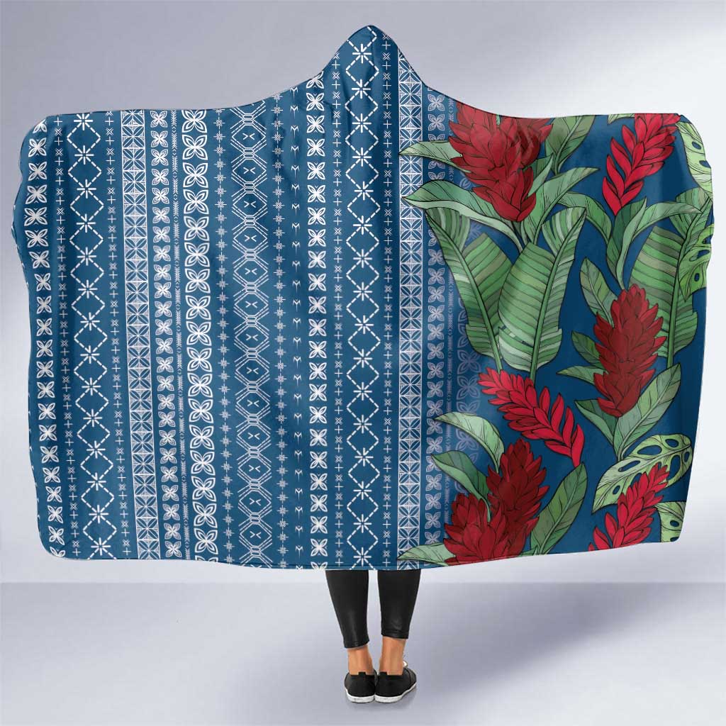 Women's Day Samoa Malu Tattoo Inspired Mix Teuila Hooded Blanket Royal Blue