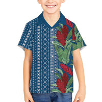 Women's Day Samoa Malu Tattoo Inspired Mix Teuila Kid Hawaiian Shirt Royal Blue