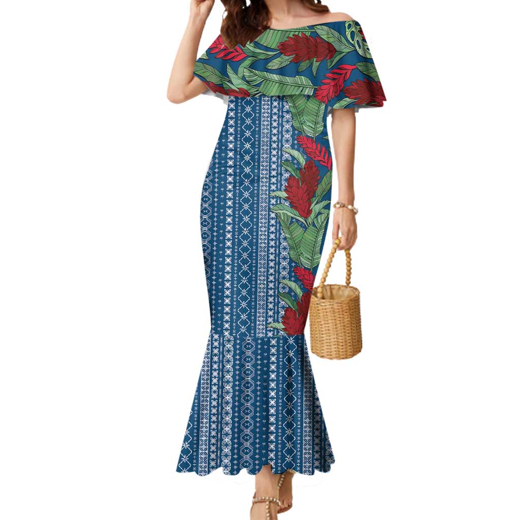 Women's Day Samoa Malu Tattoo Inspired Mix Teuila Mermaid Dress Royal Blue