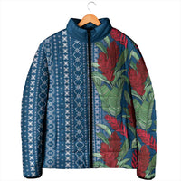 Women's Day Samoa Malu Tattoo Inspired Mix Teuila Padded Jacket Royal Blue