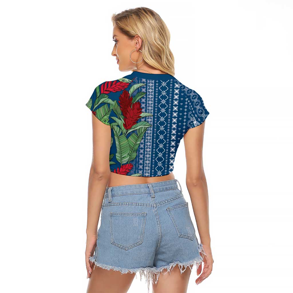 Women's Day Samoa Malu Tattoo Inspired Mix Teuila Raglan Cropped T Shirt Royal Blue