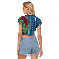 Women's Day Samoa Malu Tattoo Inspired Mix Teuila Raglan Cropped T Shirt Royal Blue