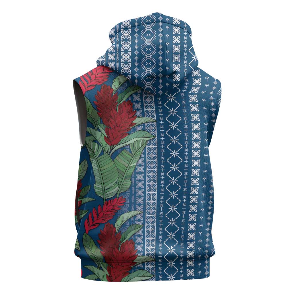 Women's Day Samoa Malu Tattoo Inspired Mix Teuila Sleeveless Zip Hoodie Royal Blue