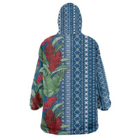 Women's Day Samoa Malu Tattoo Inspired Mix Teuila Wearable Blanket Hoodie Royal Blue