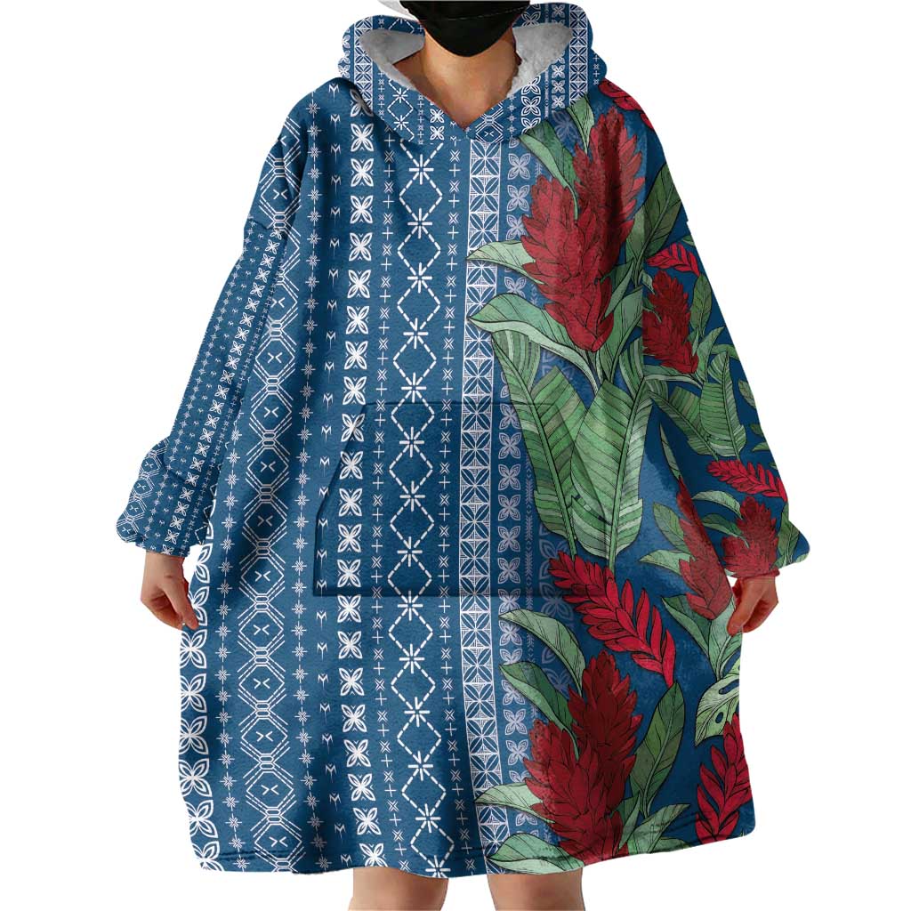 Women's Day Samoa Malu Tattoo Inspired Mix Teuila Wearable Blanket Hoodie Royal Blue