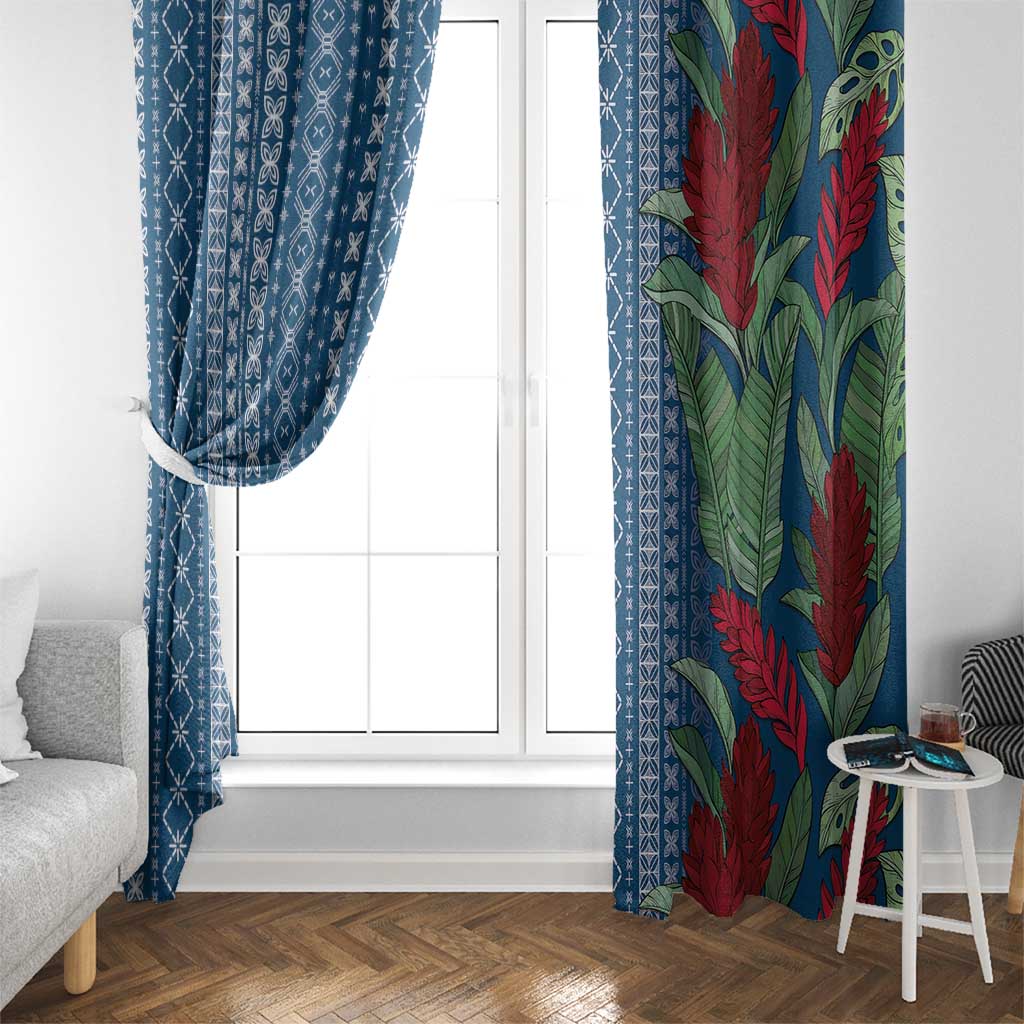 Women's Day Samoa Malu Tattoo Inspired Mix Teuila Window Curtain Royal Blue