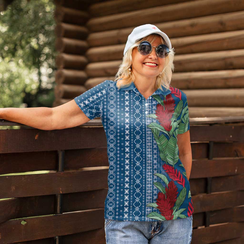 Women's Day Samoa Malu Tattoo Inspired Mix Teuila Women Polo Shirt Royal Blue