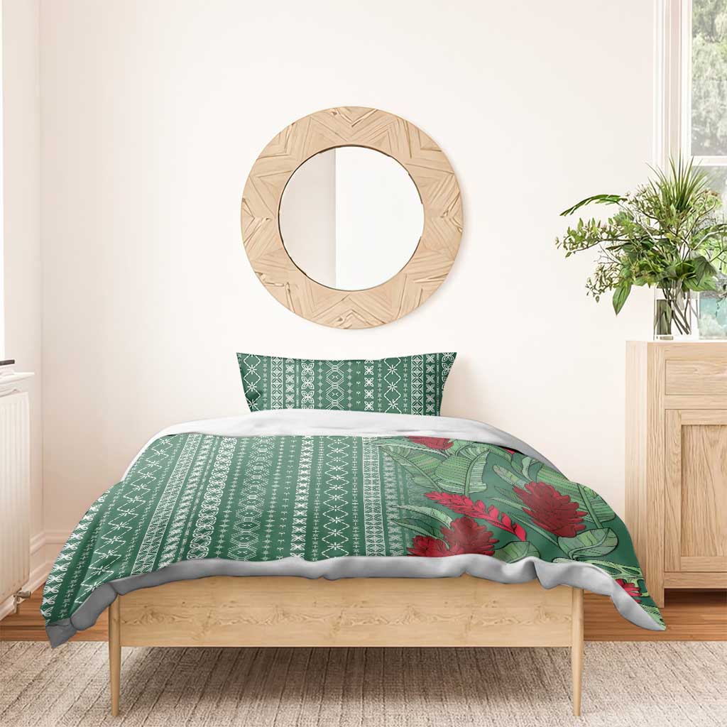 Women's Day Samoa Malu Tattoo Inspired Mix Teuila Bedding Set Sage Green