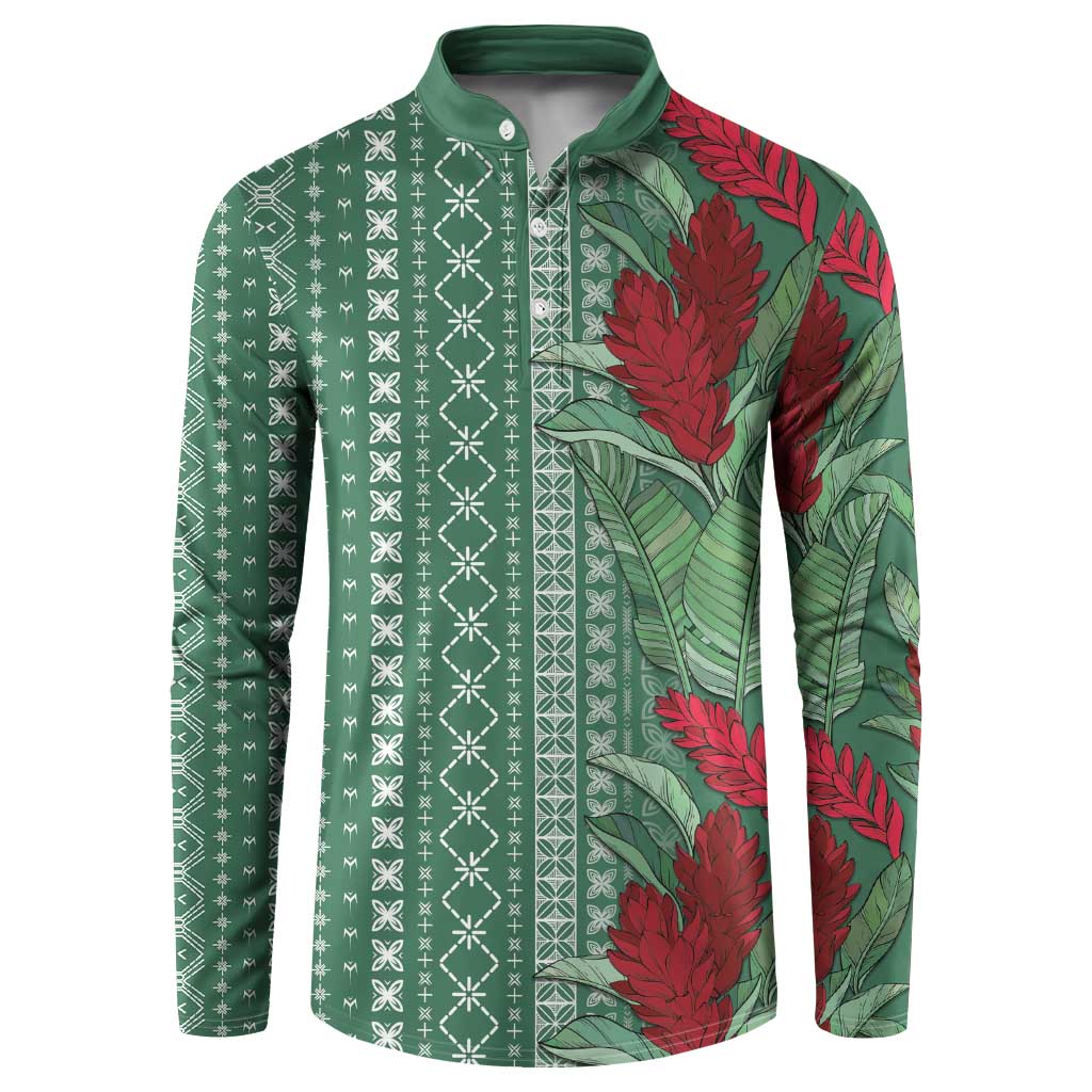 Women's Day Samoa Malu Tattoo Inspired Mix Teuila Button Sweatshirt Sage Green