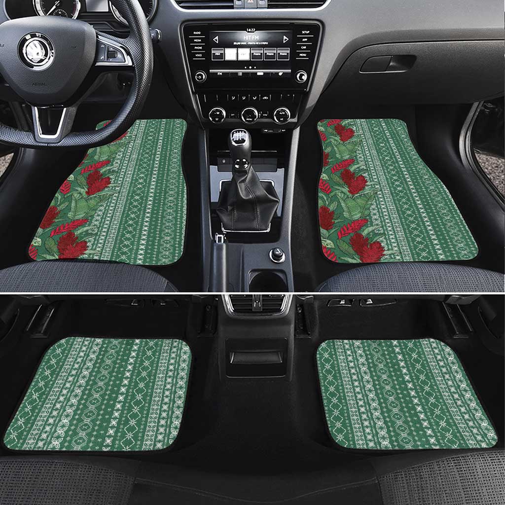 Women's Day Samoa Malu Tattoo Inspired Mix Teuila Car Mats Sage Green