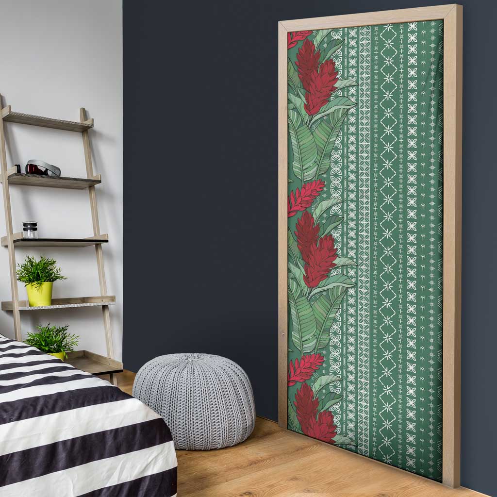 Women's Day Samoa Malu Tattoo Inspired Mix Teuila Door Cover Sage Green
