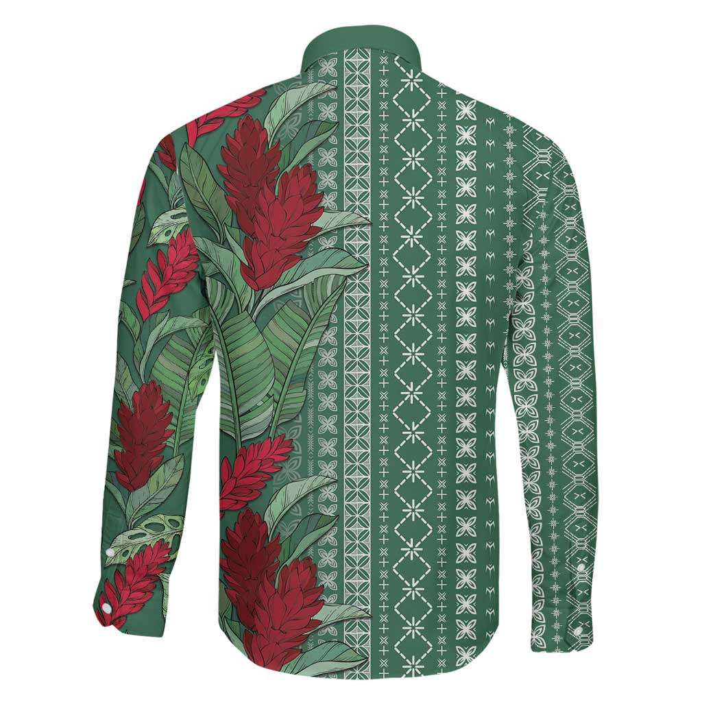 Women's Day Samoa Malu Tattoo Inspired Mix Teuila Family Matching Long Sleeve Bodycon Dress and Hawaiian Shirt Sage Green LT7 - Polynesian Pride