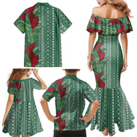 Women's Day Samoa Malu Tattoo Inspired Mix Teuila Family Matching Mermaid Dress and Hawaiian Shirt Sage Green LT7 - Polynesian Pride